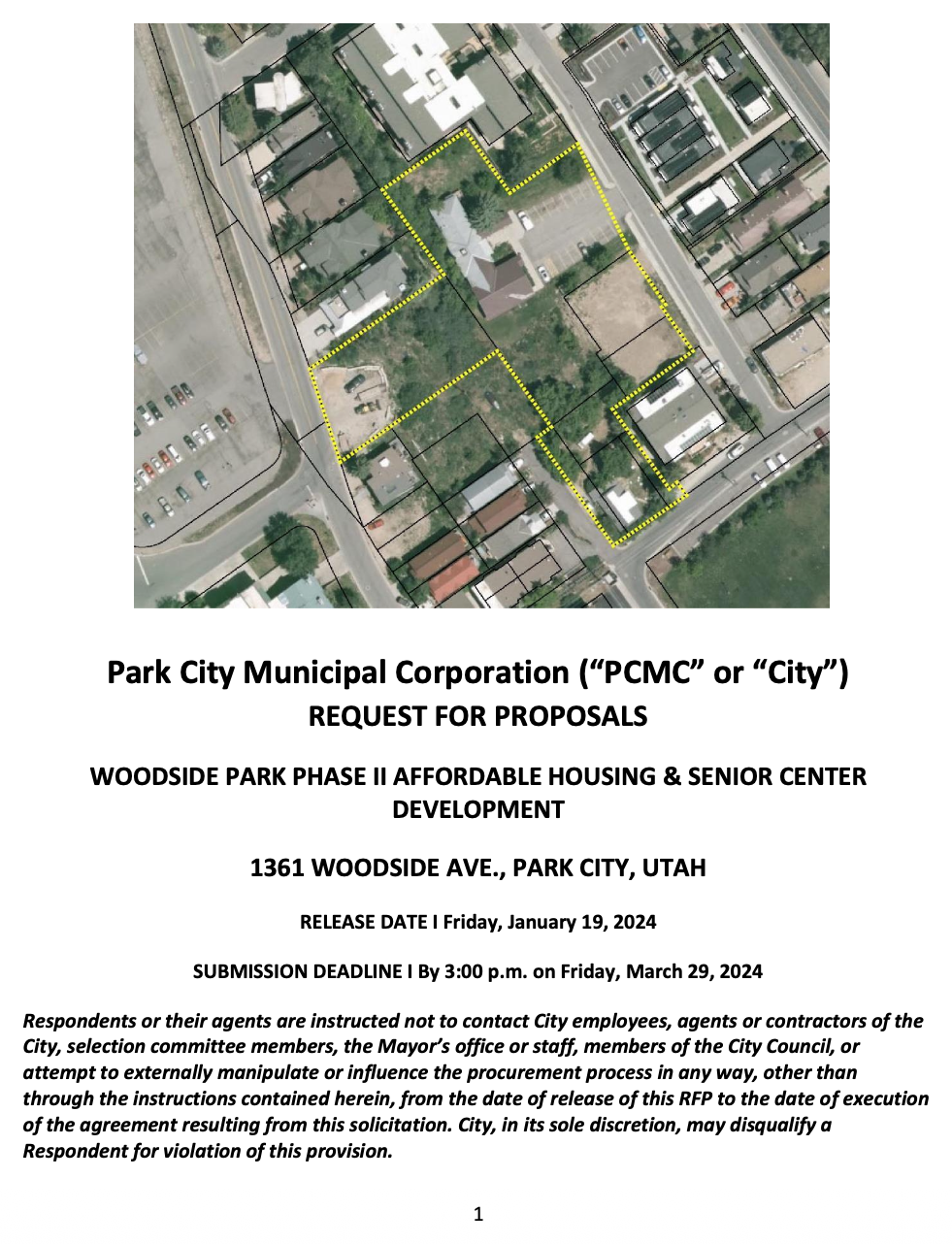 Park City Woodside Park Phase II RFP, page 1